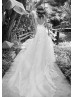 Ivory Lace Glitter Tulle Open Back Top Fashion Wedding Dress